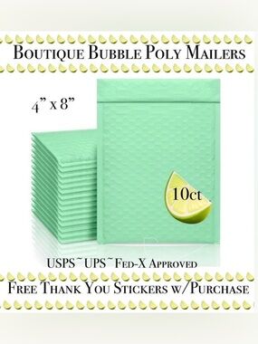 10ct  Bubble Poly Mailers 🍋‍🟩🆕🍋‍🟩
Boutique Mailers  w/ 25ct Free Stickers